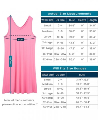 Nightgown for Women Cooling Sleeveless Sleepwear V Neck Sleep Shirt Plus Size Tank Pajamas Dress S-4X A-bright Blue $16.28 Sl...