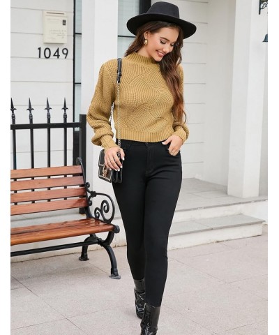 Women's Crewneck Oversized Pullover Sweaters Long Sleeve Split Hem Knit Sweater Tops D-khaki $9.35 Sweaters