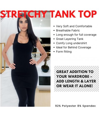 Long Tank Tops for Women Black Ribbed $13.56 Tops