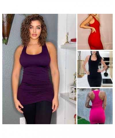 Long Tank Tops for Women Black Ribbed $13.56 Tops