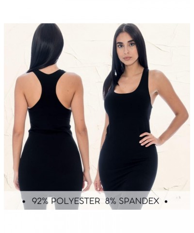 Long Tank Tops for Women Black Ribbed $13.56 Tops