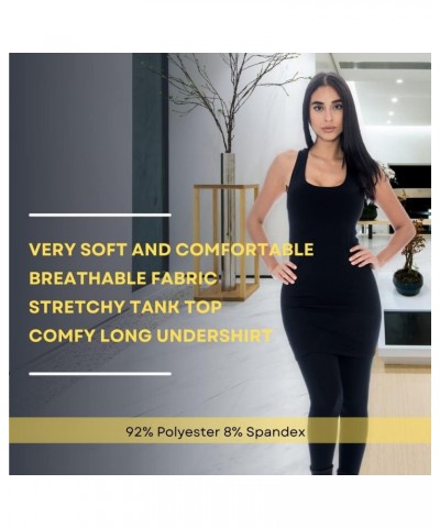 Long Tank Tops for Women Black Ribbed $13.56 Tops