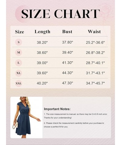 Women's Casual Dress V-Neck Short Cap Sleeve Cross Wrap A-line Swing Dresses Plain Shirred Flared Dresses Blue 2 $16.45 Dresses