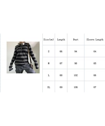 Women Y2k Striped Printed Long Sleeve Sweater Knitted Color Block Vneck Shirt Aesthetic Fall Autumn Streetwear E-striped Red ...