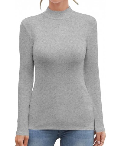 Women's Mock Turtleneck Long Sleeve Sleeveless Tops Basic Slim T-Shirts Long Sleeve Long Sleeve Heather Grey $11.39 T-Shirts