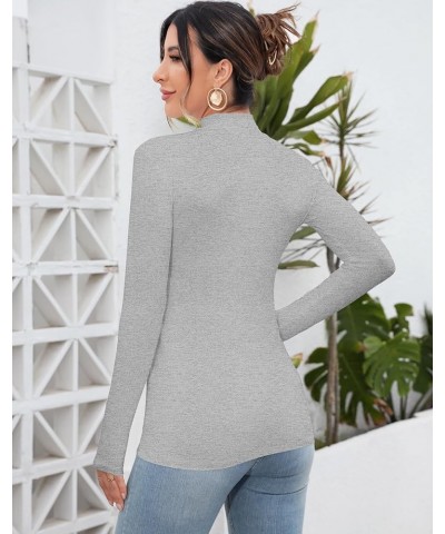 Women's Mock Turtleneck Long Sleeve Sleeveless Tops Basic Slim T-Shirts Long Sleeve Long Sleeve Heather Grey $11.39 T-Shirts