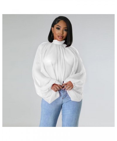 Women Sexy Batwing Sleeve Shirt Mock Neck Front Back Open Self Tie Shawl Causal Jean Blouse Tops 02white $23.09 Tanks