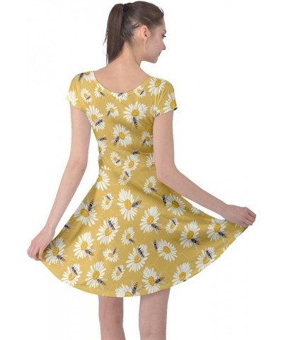 Womens Sun Dress Bee Honeycombs Honey Insect Honeybee Cap Sleeve Dress, XS-5XL Goldenrod 2 $14.10 Others