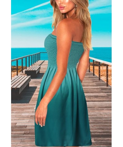 Womens Summer Beach Dresses Strapless Cover Ups Dress Tube Top Sundresses Ombre Green $14.10 Swimsuits