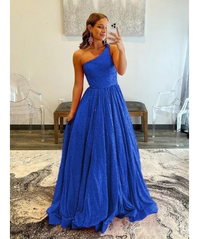 One Shoulder Sequin Prom Dresses 2024 Long Ball Gowns Formal Dresses for Women Sparkly with Pockets Hot Pink $26.95 Dresses