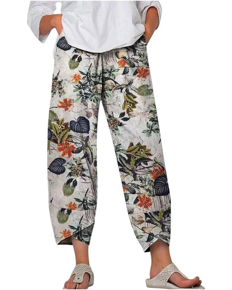 BEUU Capri Pants for Women Palazzo Lounge Pants Wide Leg Printed Cropped Bottoms Baggy Trousers Sweatpants with Pockets 5941-...