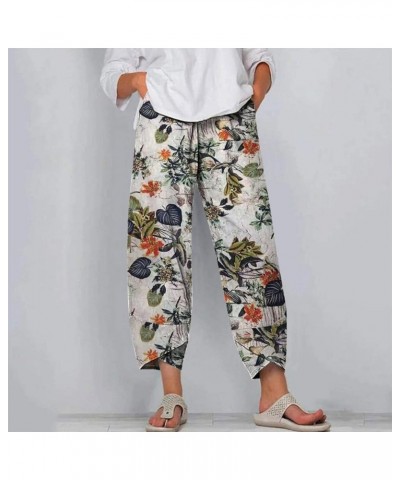 BEUU Capri Pants for Women Palazzo Lounge Pants Wide Leg Printed Cropped Bottoms Baggy Trousers Sweatpants with Pockets 5941-...