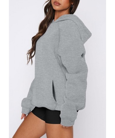 Women Long Sleeve Sweatshirt Kangaroo Pocket Solid Basic Top A-grey $12.18 Hoodies & Sweatshirts