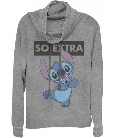 Lilo & Stitch So Extra Women's Long Sleeve Cowl Neck Pullover Gray Heather $18.49 Blouses