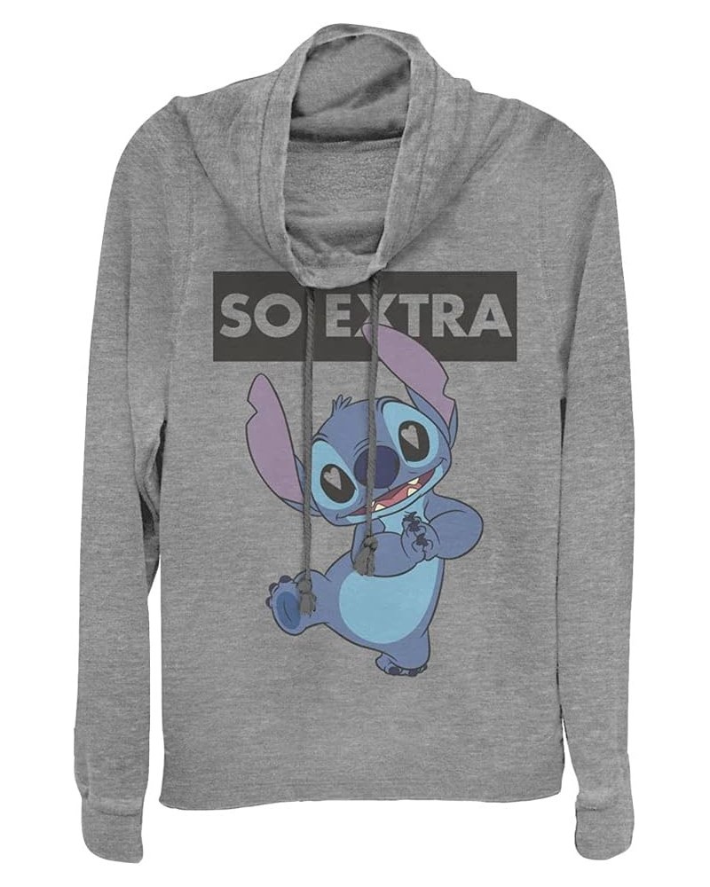 Lilo & Stitch So Extra Women's Long Sleeve Cowl Neck Pullover Gray Heather $18.49 Blouses