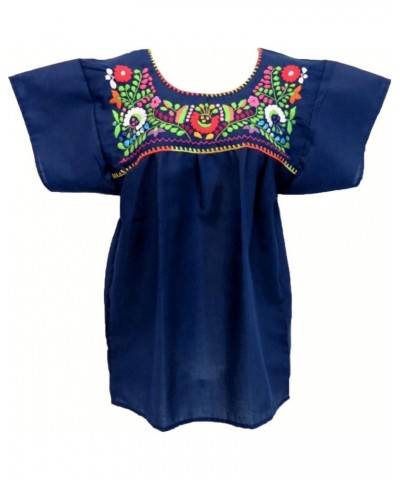 Leos Mexican Imports Mexican Puebla Blouse Navy Blue $18.01 Blouses