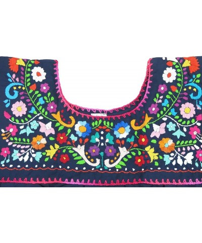 Leos Mexican Imports Mexican Puebla Blouse Navy Blue $18.01 Blouses