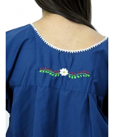 Leos Mexican Imports Mexican Puebla Blouse Navy Blue $18.01 Blouses