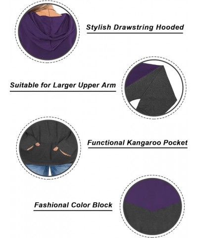 Plus-Size Hoodies for Women Color Block Pullover Sweatshirts 005_purple_with Pocket $13.99 Hoodies & Sweatshirts