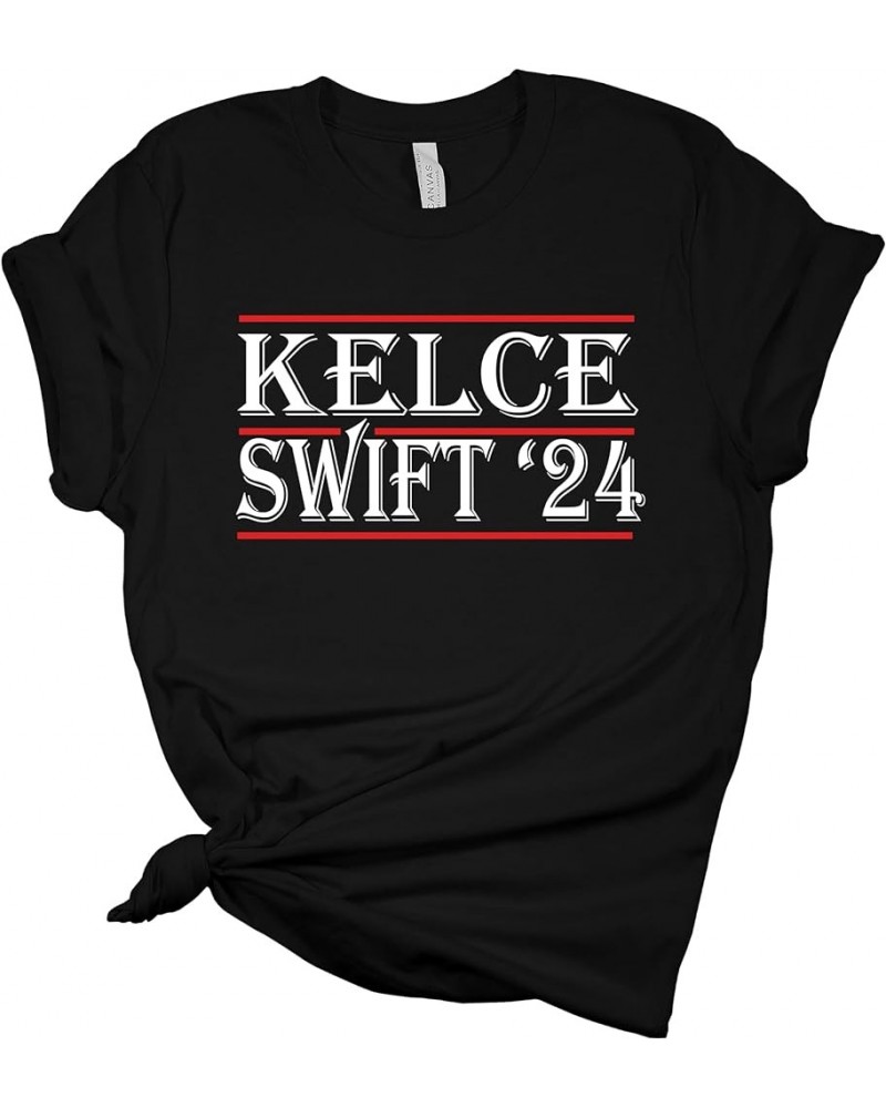 Womens Funny Swift Tshirt Kelce Swift 2024 Short Sleeve T-Shirt Graphic Tee Black $10.79 T-Shirts