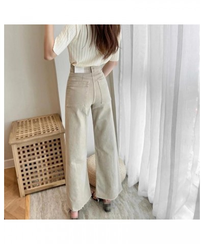 Women's Straight Leg Jeans High Rise Jeans Pocket Seamless Hem Zipper Fly Top Button Trousers Ab $28.80 Others