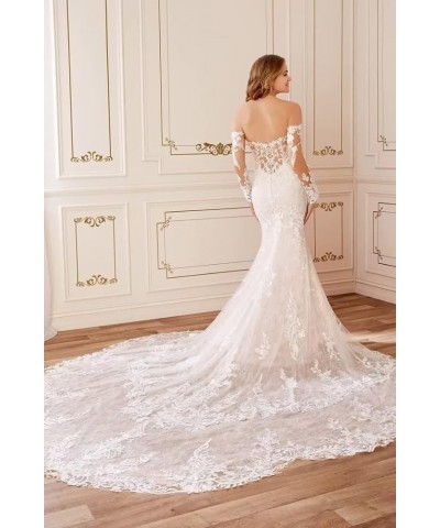 Women's Lace Mermaid Wedding Dresses for Bride 2024 Bridal Gowns Beach Bridal Dress for Wedding Gowns Style16-ivory $61.24 Dr...