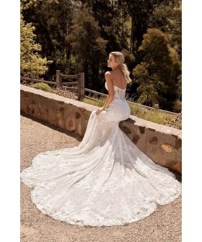 Women's Lace Mermaid Wedding Dresses for Bride 2024 Bridal Gowns Beach Bridal Dress for Wedding Gowns Style16-ivory $61.24 Dr...