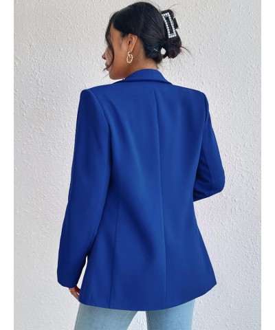 Women's Long Sleeve Open Front Blazer Casual Work Office Jacket Royal Blue Solid $26.09 Blazers