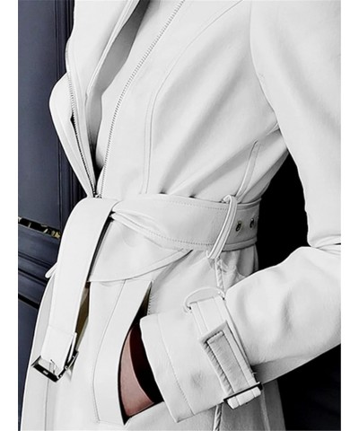 Spring White Long Leather Trench Coat For Women Long Sleeve Womens Coats White,brown $48.45 Coats