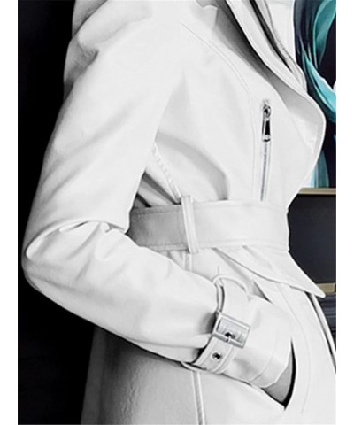 Spring White Long Leather Trench Coat For Women Long Sleeve Womens Coats White,brown $48.45 Coats