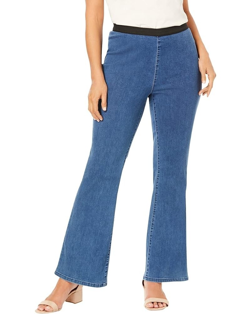 Women's Plus Size Bootcut Stretch Jeans Elastic Waist Medium Stonewash $24.36 Jeans