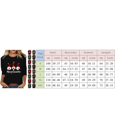 Christmas Tshirts Shirts for Women 3/4 Sleeve Xmas Buffalo Plaid Tree Graphic Tshirts Shirts Loose Fit Trendy Loose Tee Tops ...