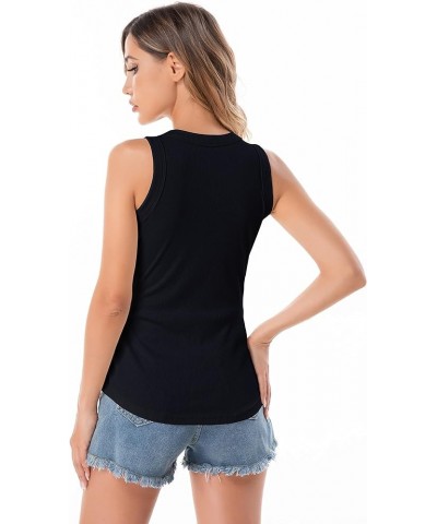 Women's Sleeveless Tank Top Summer Workout Casual Top Ribbed Basic Shirt Slim Fit Sports Tank Top Black/White $8.55 Tops