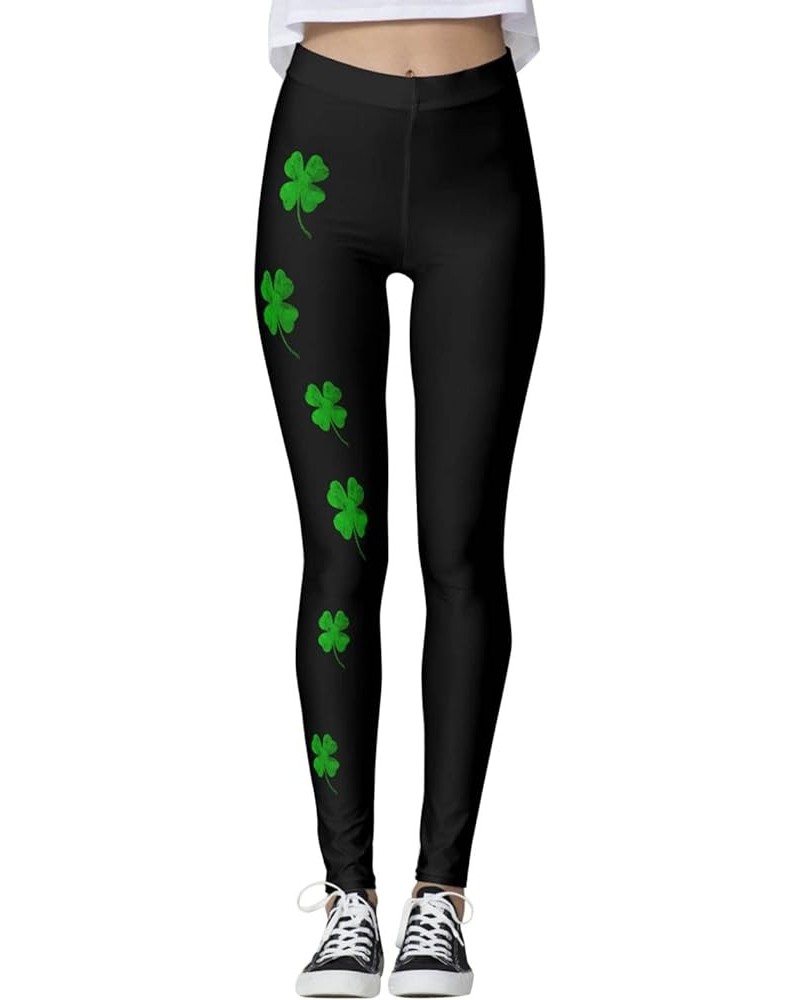 Women St. Patrick's Day Tights Stretchy Leggings Skinny Pant for Yoga Running ShamrockClover Green C $7.69 Activewear