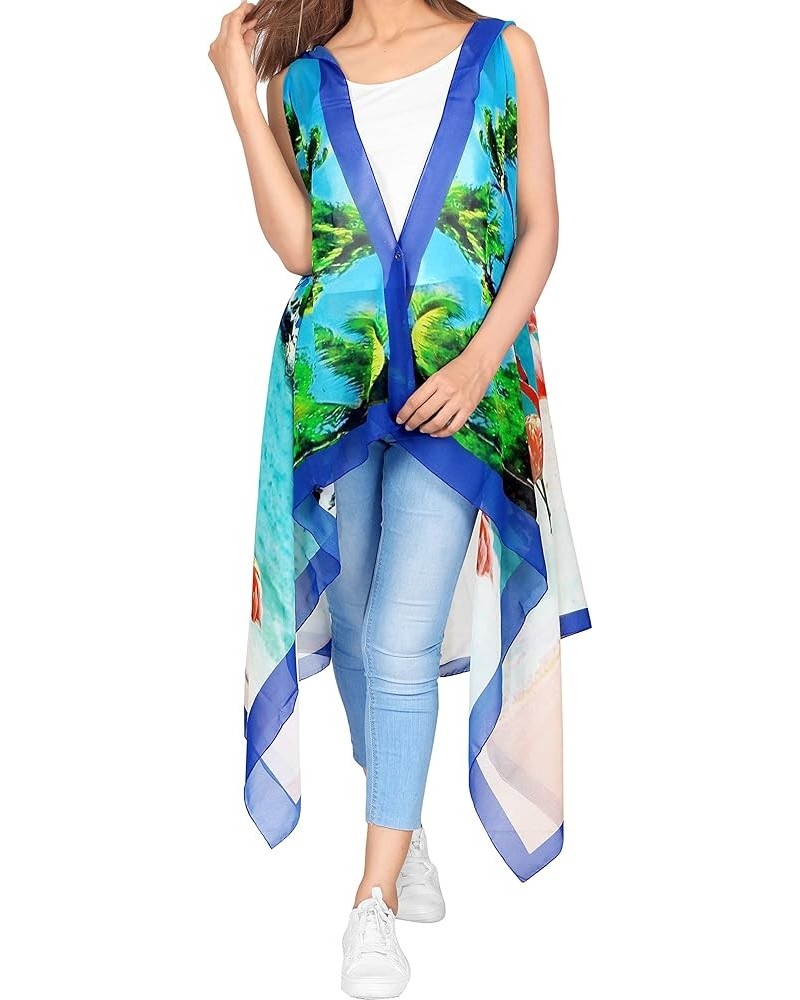 Women's Tropical Beach Loose Casual Kimono Tops Duster Cardigan Cover Up Kimonos for Women Multi, Flamingo $8.82 Swimsuits