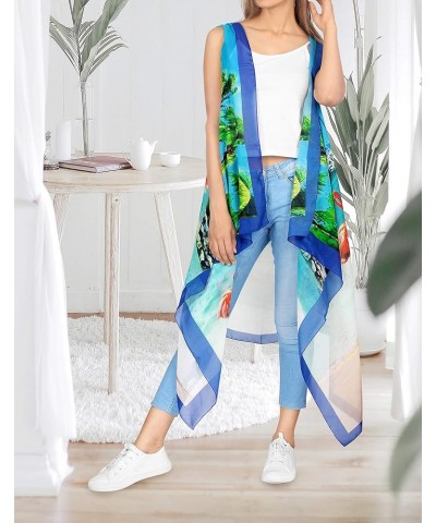 Women's Tropical Beach Loose Casual Kimono Tops Duster Cardigan Cover Up Kimonos for Women Multi, Flamingo $8.82 Swimsuits