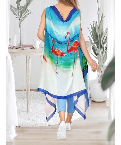 Women's Tropical Beach Loose Casual Kimono Tops Duster Cardigan Cover Up Kimonos for Women Multi, Flamingo $8.82 Swimsuits