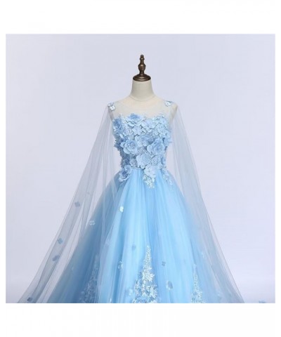 Women's Appliques Floral Quinceanera Dresses with Cape Long Prom Dress Evening Formal Gown Royal Purple $52.50 Dresses