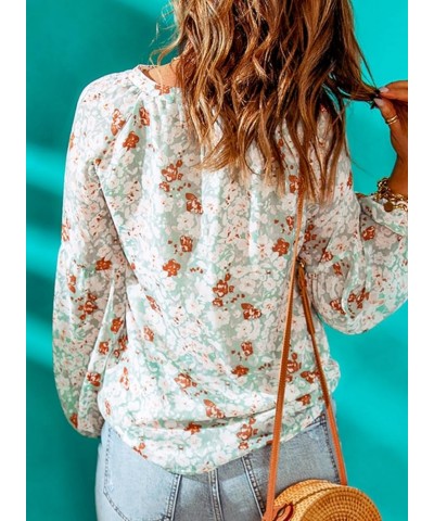 Womens Plus Size Boho Floral Print Tops Casual V Neck Long Sleeve Chiffon Blouses 2024 Spring Fall Shirts A Floral Green $15....