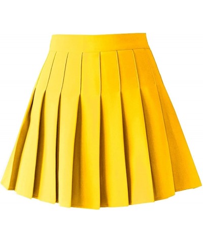 Women's High Waist Pleated Mini Skirt Skater Tennis Skirt Yellow $12.64 Skirts