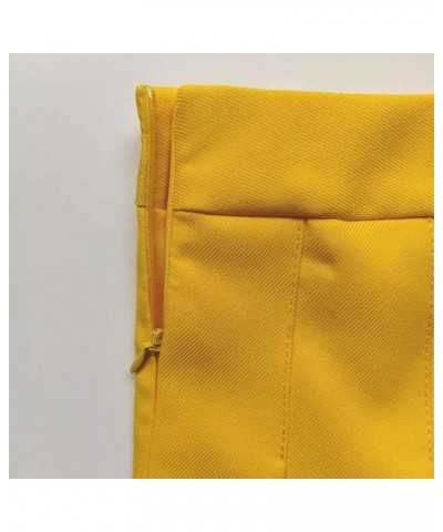 Women's High Waist Pleated Mini Skirt Skater Tennis Skirt Yellow $12.64 Skirts