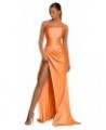 Strapless Satin Bridesmaid Dresses Long Mermaid Formal Evening Party Gowns with Slit Orange $31.34 Dresses