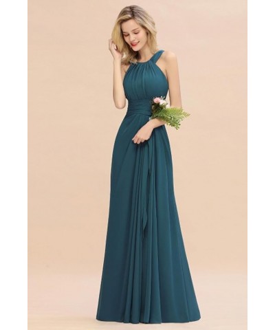 Women's Elegant Bridesmaid Dresses Round Neck Sleeveless with Ruffles Dress Prom Party Evening Silver $27.53 Dresses