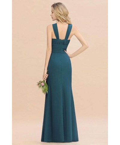 Women's Elegant Bridesmaid Dresses Round Neck Sleeveless with Ruffles Dress Prom Party Evening Silver $27.53 Dresses