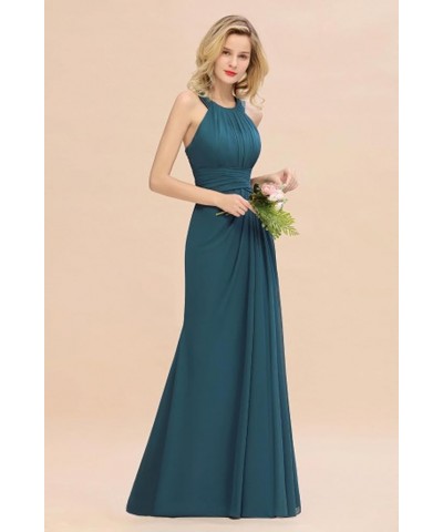 Women's Elegant Bridesmaid Dresses Round Neck Sleeveless with Ruffles Dress Prom Party Evening Silver $27.53 Dresses