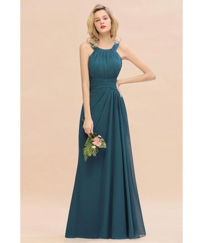 Women's Elegant Bridesmaid Dresses Round Neck Sleeveless with Ruffles Dress Prom Party Evening Silver $27.53 Dresses