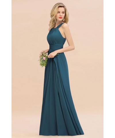 Women's Elegant Bridesmaid Dresses Round Neck Sleeveless with Ruffles Dress Prom Party Evening Silver $27.53 Dresses