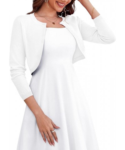 Women's Long Sleeve Cardigan Knit Sweaters Cropped Open Front Bolero Shrug for Dresses S-XL A02-white $15.07 Sweaters