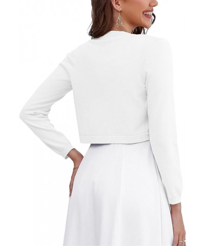 Women's Long Sleeve Cardigan Knit Sweaters Cropped Open Front Bolero Shrug for Dresses S-XL A02-white $15.07 Sweaters