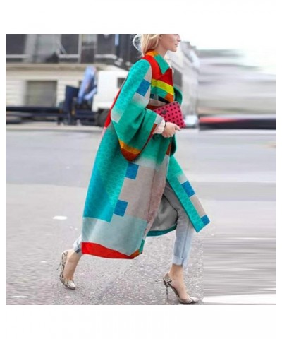 Trench Coat for Women's Oversized Fashion Printed Jackets Boho Long Cardigans Casual Open Front Coats Outerwear Green $28.51 ...